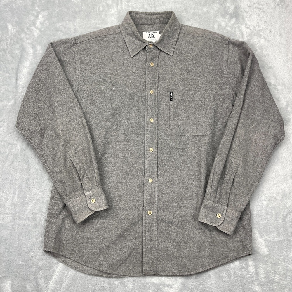 Armani Exchange Shirt Mens M Gray Chest‎ Pocket Long Sleeve Collared Button Up